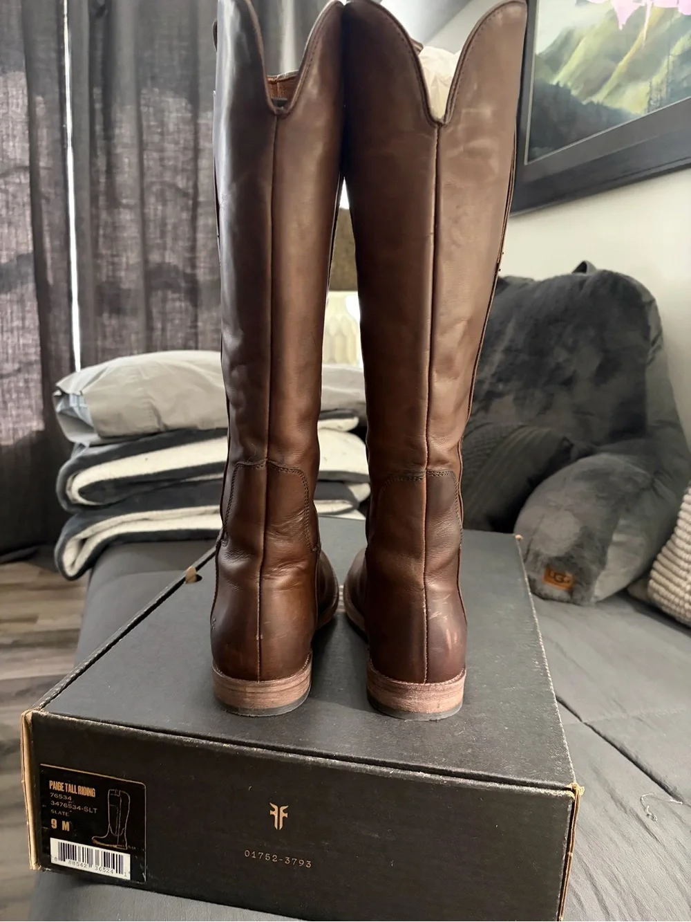 Frye Paige (Slate) Leather Tall Riding Boots (brown)